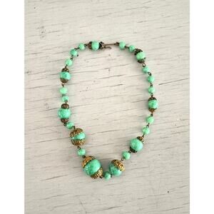 Vintage Art Deco Peking Czech Graduated Glass Bead Choker Necklace
